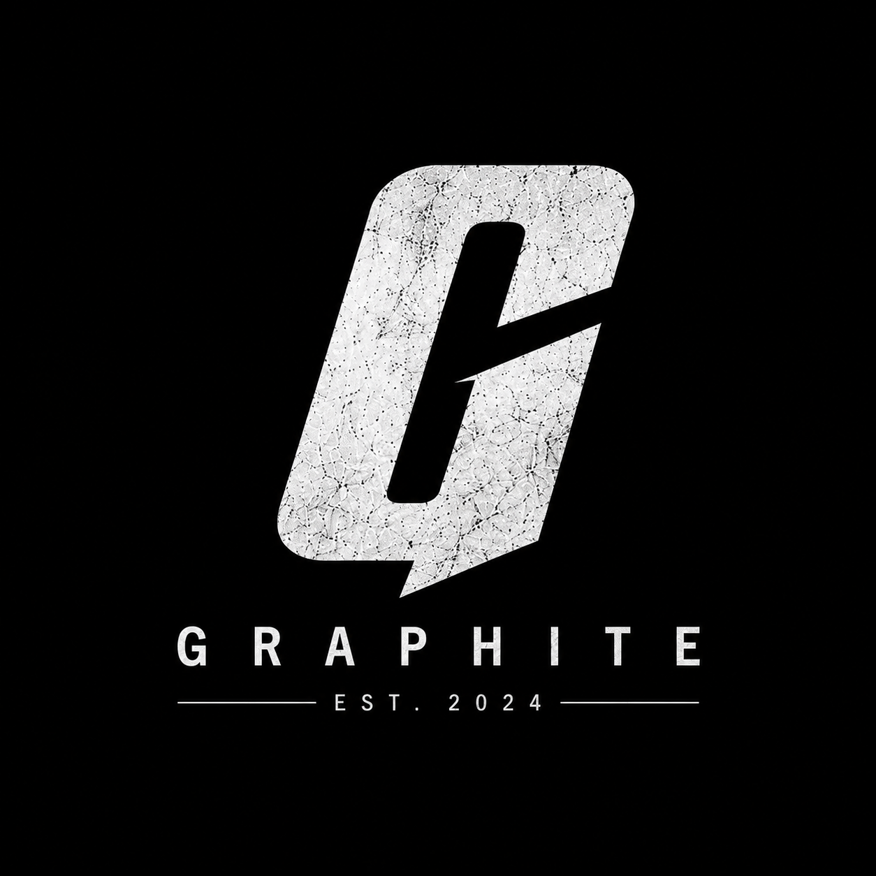 GRAPHITE angular-G logo mark with textured graphite fill and EST. 2024 lockup