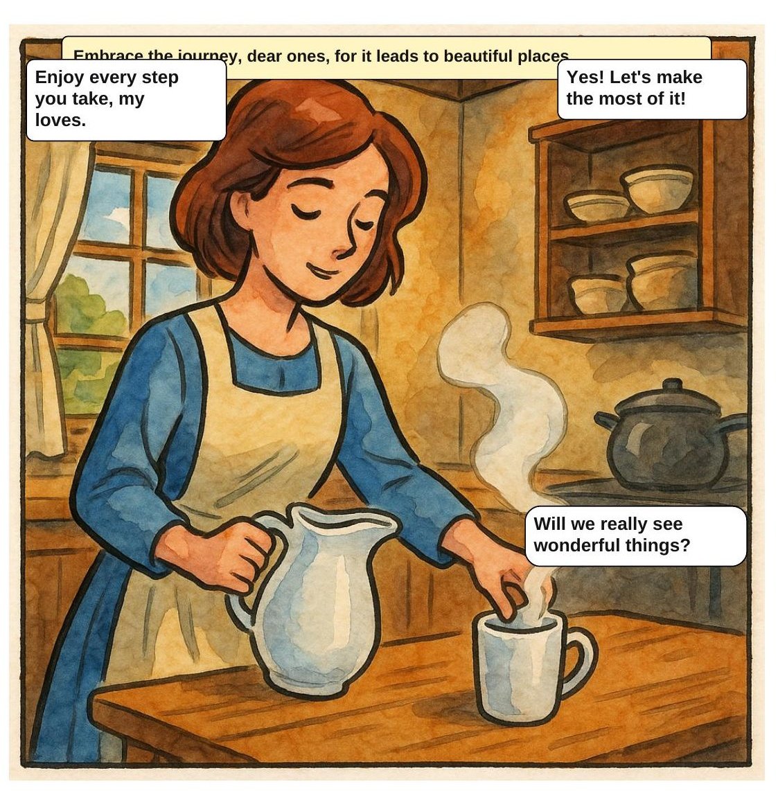 Embrace the Journey, panel 2: Later beat — tone carried across panels.